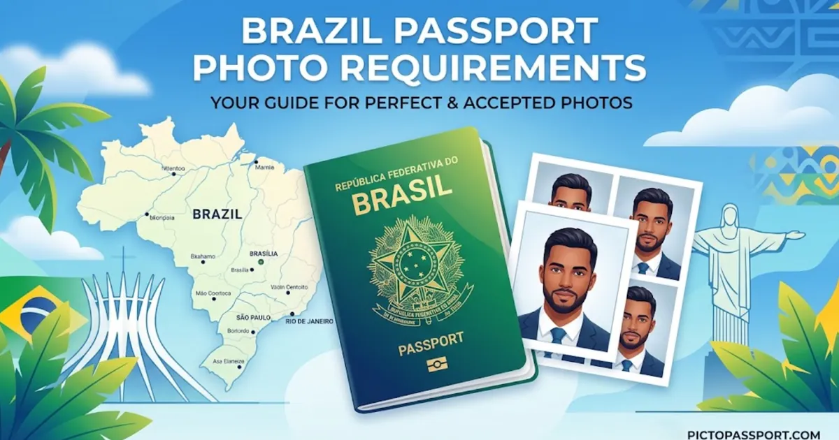 Brazil passport photo requirements — official size, background, and pose guide