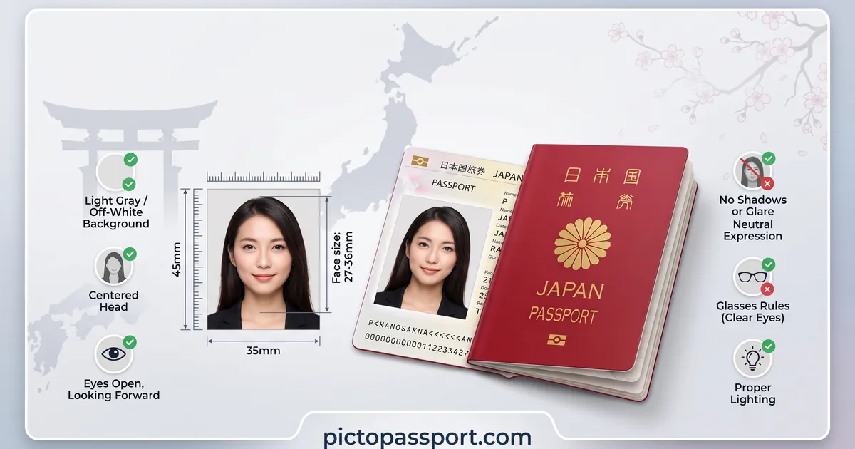Japan passport photo requirements — official size, background, and pose guide