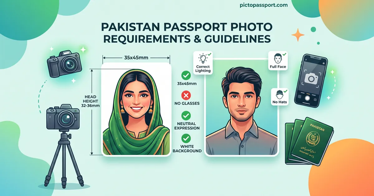 Pakistan passport photo requirements — official size, background, and pose guide