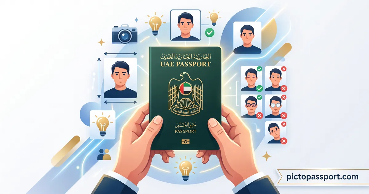 United Arab Emirates passport photo requirements — official size, background, and pose guide