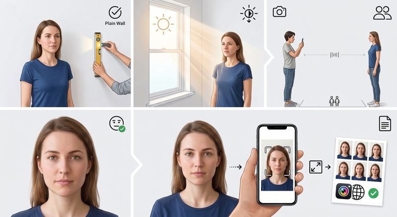 How to take passport photos at home: setup with plain background and good lighting