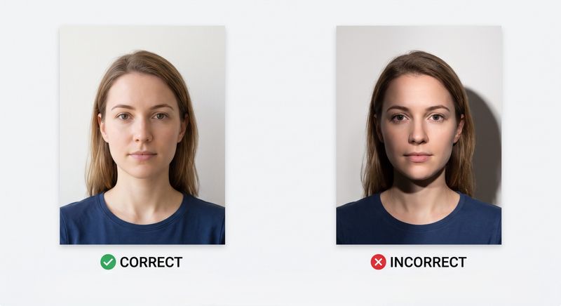 Even lighting for a passport photo: soft natural light from a window